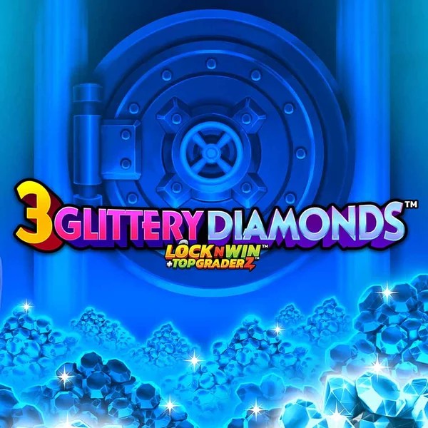 3 Glittery Diamonds slot logo by PearFiction Studios at Fugu Casino