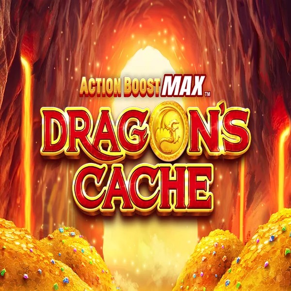 Slots logo of Action Boost Max Dragon's Cache from SpinPlay Games at Fugu Casino